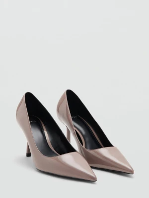 MANGO - Lakierowane czółenka z czubkiem cielisty - - Kobieta