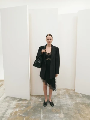 MANGO - Lakierowane płaskie buty czarny - - Kobieta