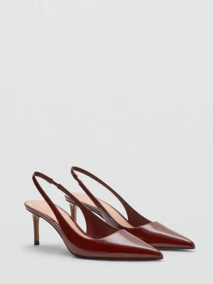MANGO - Lakierowane buty na obcasie burgund - - Kobieta