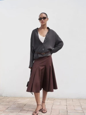 MANGO - Lejąca koszula oversize średni szary - - Kobieta