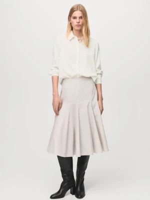 Lejąca koszula z długim rękawem złamana biel - Kobieta - - MANGO