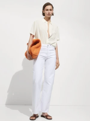 Lejąca koszula z krótkim rękawem złamana biel - Kobieta - - MANGO