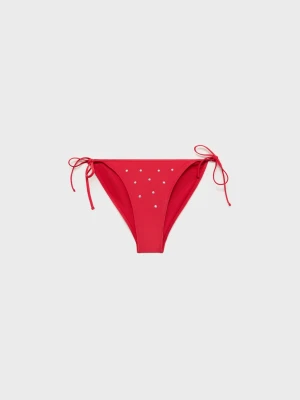 MANGO - Majtki bikini z metalicznymi aplikacjami czerwony - - Kobieta