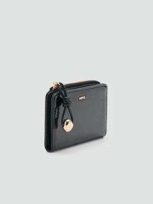 MANGO - Mała portmonetka z koralikiem czarny - Rozmiar uniwersalny - Kobieta