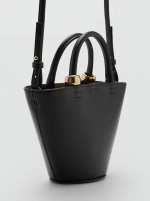 MANGO - Mała torba shopper z metalowymi elementami czarny - Rozmiar uniwersalny - Kobieta