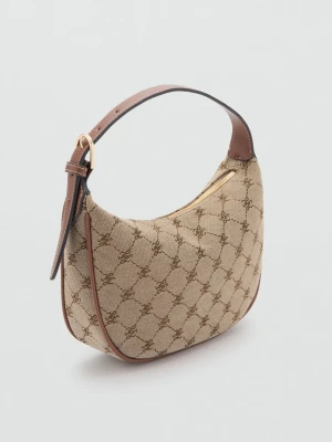 MANGO - Mała torebka na ramię z nadrukiem logo średni brązowy - Rozmiar uniwersalny - Kobieta