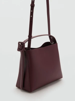 MANGO - Mała torebka shopper ze sprzączką burgund - Rozmiar uniwersalny - Kobieta