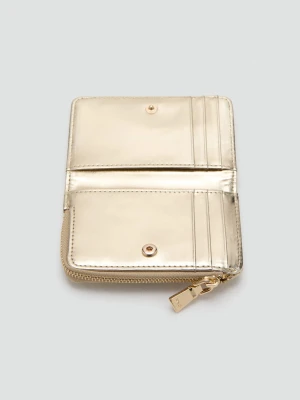 MANGO - Mały pikowany portfel złoty - Rozmiar uniwersalny - Kobieta