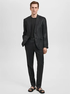 MANGO MAN - Marynarka garniturowa Amalfi slim fit z 100% lnu czarny - - Mężczyzna