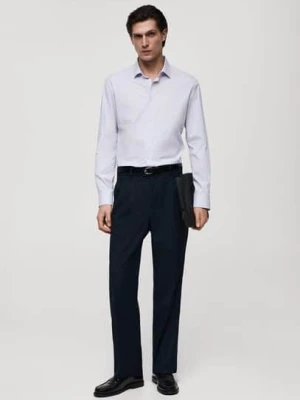 MANGO MAN - Bawełniana koszula slim fit w prążki biały - - Mężczyzna