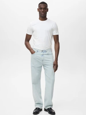 MANGO MAN - Bawełniana koszulka stretch biały - - Mężczyzna