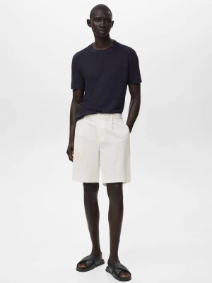 MANGO MAN - Bermudy chinosy slim fit z bawełny złamana biel - - Mężczyzna
