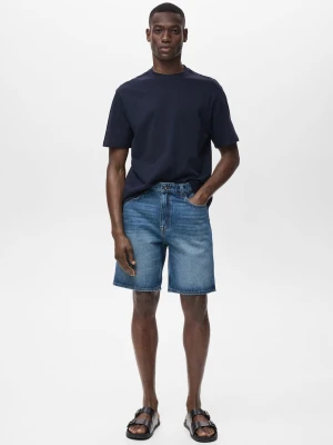 MANGO MAN - Bermudy dżinsowe regular fit ciemnoniebieski - - Mężczyzna