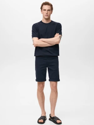 MANGO MAN - Bermudy dżinsowe slim fit granatowy - - Mężczyzna