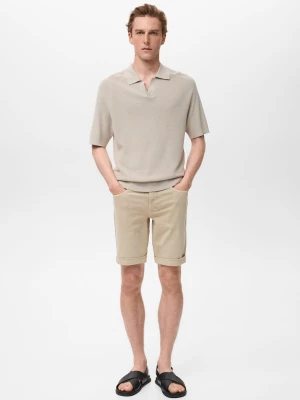 MANGO MAN - Bermudy dżinsowe slim fit piaskowy - - Mężczyzna