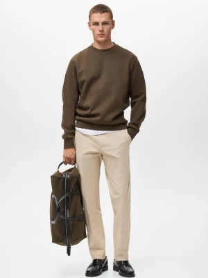 MANGO MAN - Bluza bawełniana regular fit oliwkowozielony - - Mężczyzna