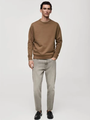 MANGO MAN - Bluza bawełniana regular fit średni brązowy - - Mężczyzna