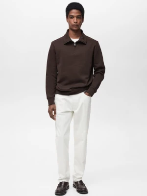 MANGO MAN - Bluza bawełniana regular fit z zapięciem na zamek czekoladowy - - Mężczyzna