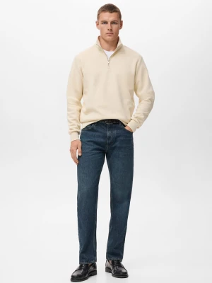 MANGO MAN - Bluza bawełniana regular fit z zapięciem na zamek kremowy / écru - - Mężczyzna