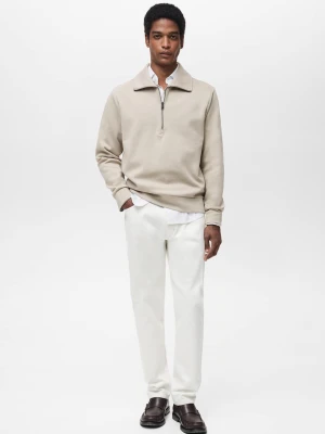MANGO MAN - Bluza bawełniana regular fit z zapięciem na zamek lodowy szary - - Mężczyzna