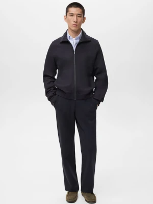 MANGO MAN - Bluza z zamkiem regular fit granatowy - - Mężczyzna