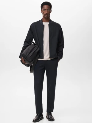 MANGO MAN - Bluza z zamkiem comfort stretch granatowy - - Mężczyzna