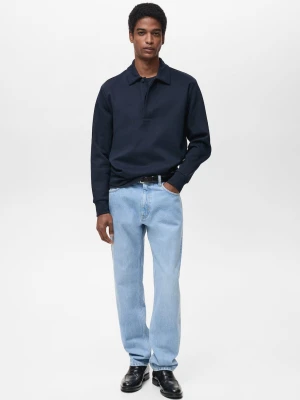 MANGO MAN - Bluza polo bawełniana regular fit ciemnoniebieski - - Mężczyzna