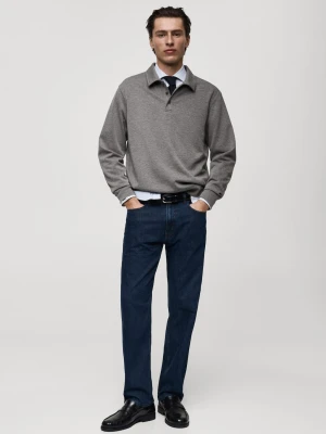MANGO MAN - Bluza polo regular fit antracytowy - - Mężczyzna