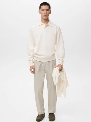 MANGO MAN - Bluza polo regular fit biały - - Mężczyzna
