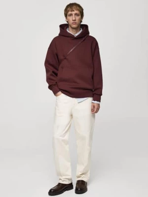 MANGO MAN - Bluza z kapturem relaxed fit burgund - - Mężczyzna