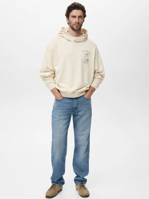 MANGO MAN - Bluza z kapturem z grafiką kremowy / écru - - Mężczyzna