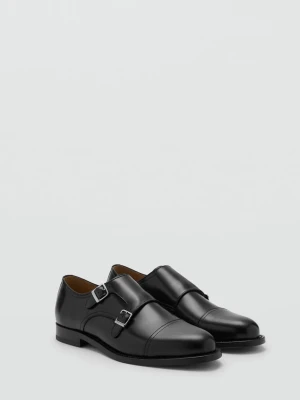 MANGO MAN - Buty skórzane z dwiema sprzączkami czarny - - Mężczyzna
