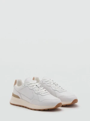 MANGO MAN - Buty sportowe ze skórzanymi wstawkami beżowy - - Mężczyzna