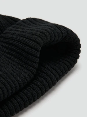 Czapka z prążkowanej dzianiny bawełnianej czarny - Mężczyzna - Rozmiar uniwersalny - MANGO MAN