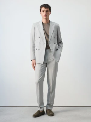 Dwurzędowa marynarka garniturowa Amalfi slim fit błękitny - Mężczyzna - - MANGO MAN