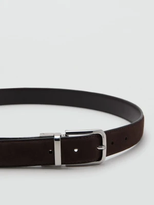 MANGO MAN - Dwustronny pasek ze skóry nappa brązowy - - Mężczyzna