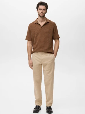 MANGO MAN - Dżinsy bawełniane regular fit beżowy - - Mężczyzna