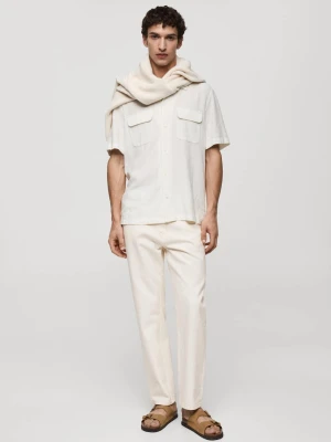 MANGO MAN - Dżinsy bawełniane relaxed fit waniliowy - - Mężczyzna