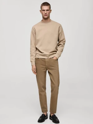 MANGO MAN - Dżinsy Ben tapered cropped średni brązowy - - Mężczyzna