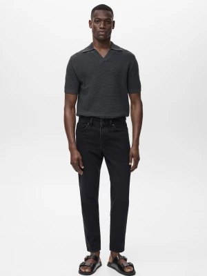MANGO MAN - Dżinsy Ben tapered fit black denim - - Mężczyzna
