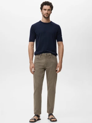 MANGO MAN - Jeansy Ben cropped tapered fit ciemnozielony - - Mężczyzna