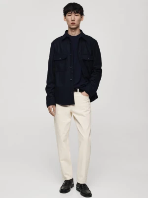 MANGO MAN - Dżinsy Ben tapered fit kremowy / écru - - Mężczyzna