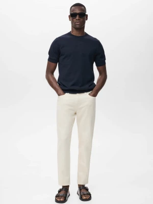 MANGO MAN - Dżinsy Ben tapered fit kremowy / écru - - Mężczyzna