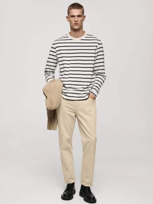 MANGO MAN - Dżinsy Ben tapered cropped beżowy - - Mężczyzna