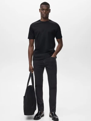 MANGO MAN - Dżinsy Jan slim fit czarne black denim - - Mężczyzna