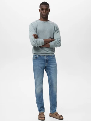 MANGO MAN - Dżinsy Jan slim fit w kolorze średnim niebieskim z efektem znoszenia średni niebieski - - Mężczyzna