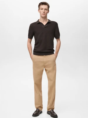MANGO MAN - Dżinsy regular fit z lyocellu beżowy - - Mężczyzna