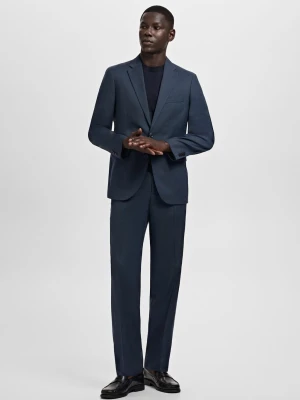 MANGO MAN - Spodnie garniturowe London regular fit granatowy - - Mężczyzna