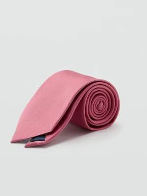 MANGO MAN - Gładki jedwabny krawat pastelowy róż - Rozmiar uniwersalny - Mężczyzna