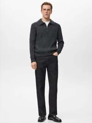 MANGO MAN - Jeansy 100% bawełna regular fit cropped black denim - - Mężczyzna